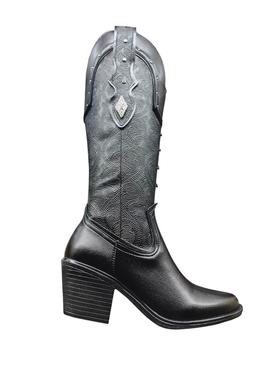 Bota vaquera alta elegante negra 01 (8)