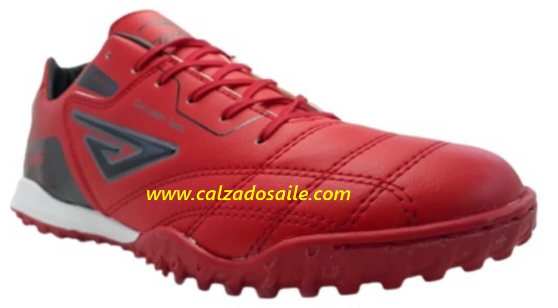 Tenis de fútbol rápido, marca Junion, modelo 2035, color rojo negro Oxford (5)
